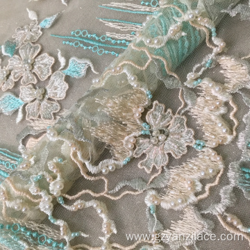 Green Luxury Lace Handmade Beaded Fabric